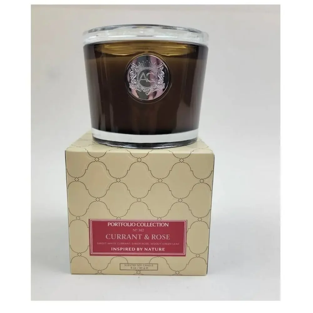 New Aquiesse 5 oz scented soy jar candle currant and rose
